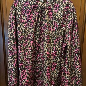 Leopard Print Blouse with Pink Accents